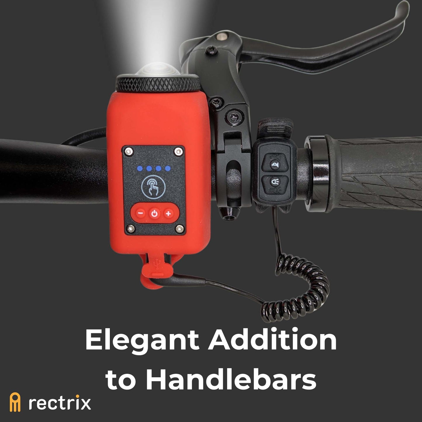 Emphasizing the product's stylish presence on a bicycle's handlebar