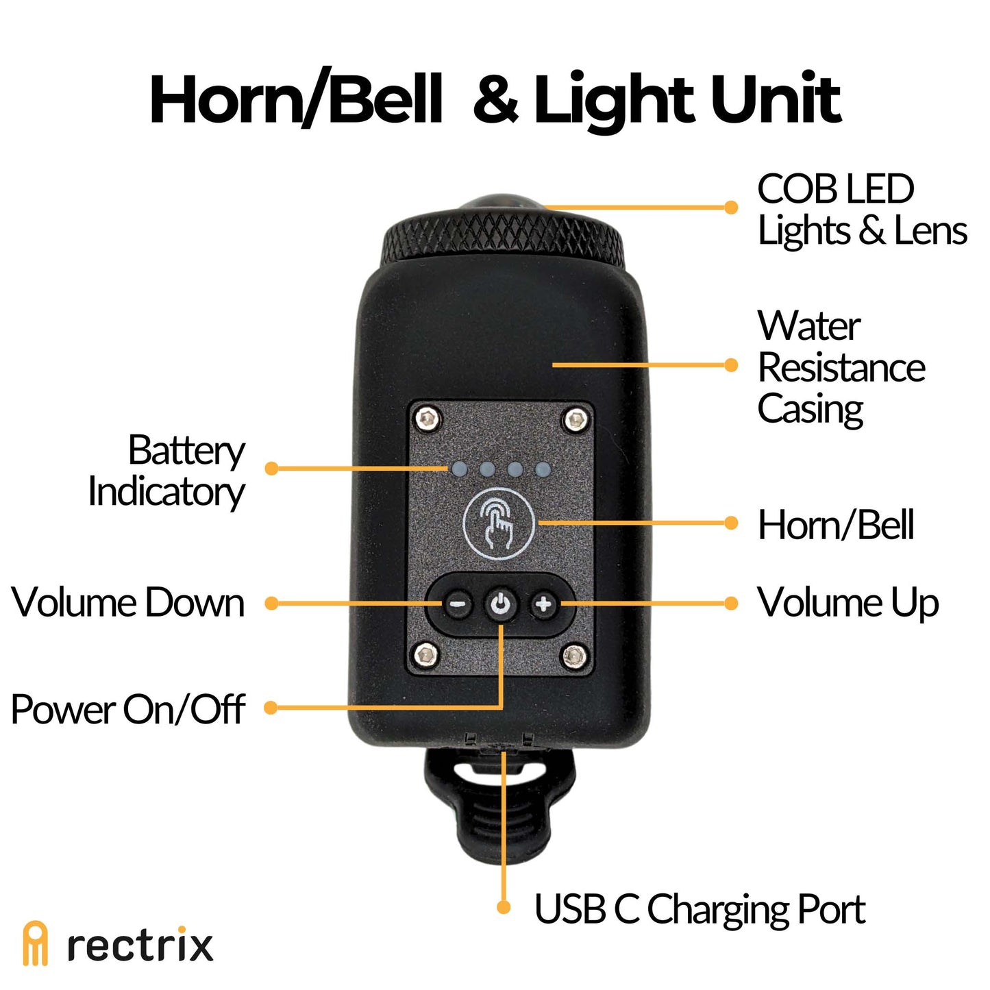 Variable Volume Bike Horn/Bell and Light Combo