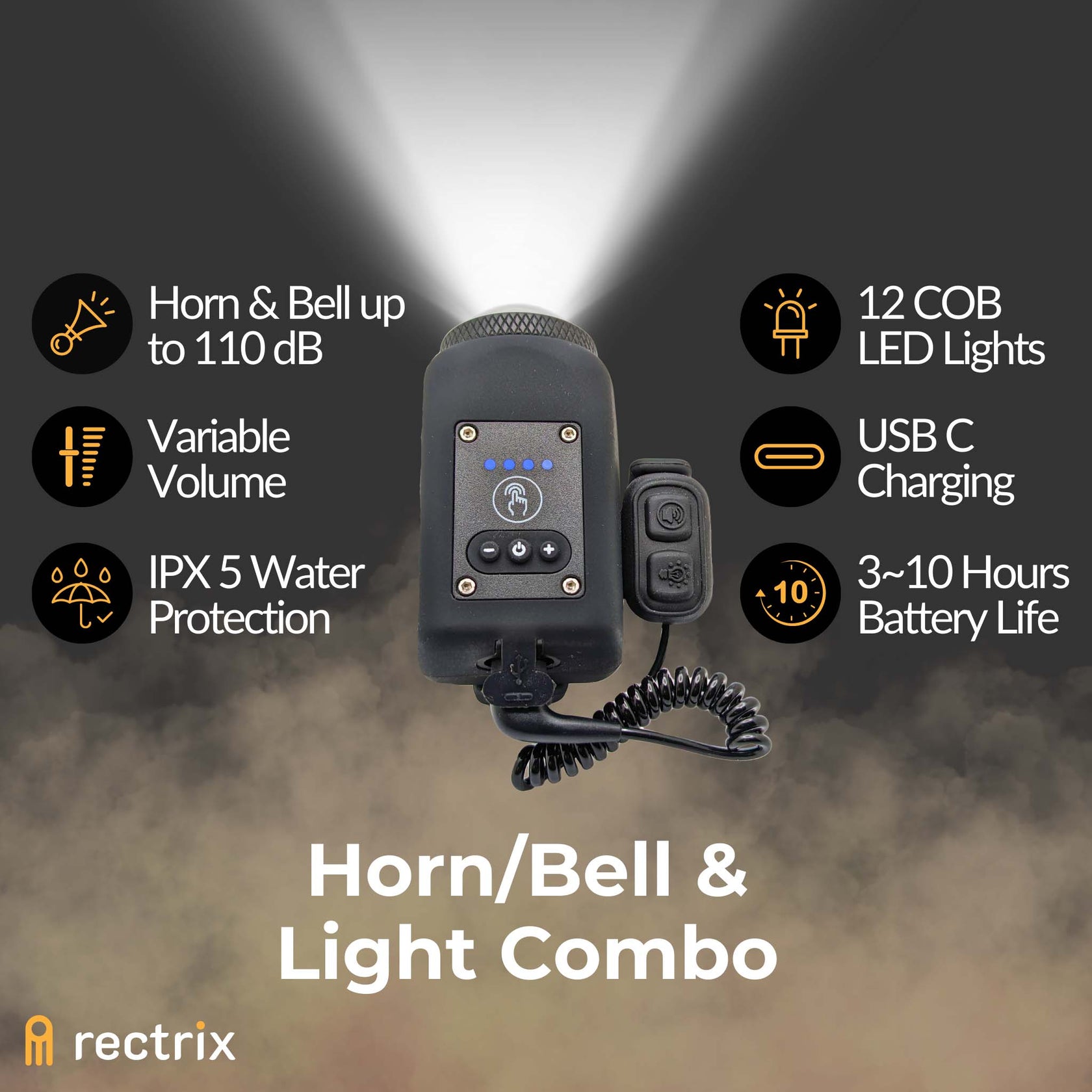 Variable Volume Bike Horn/Bell and Light Combo – Rectrix