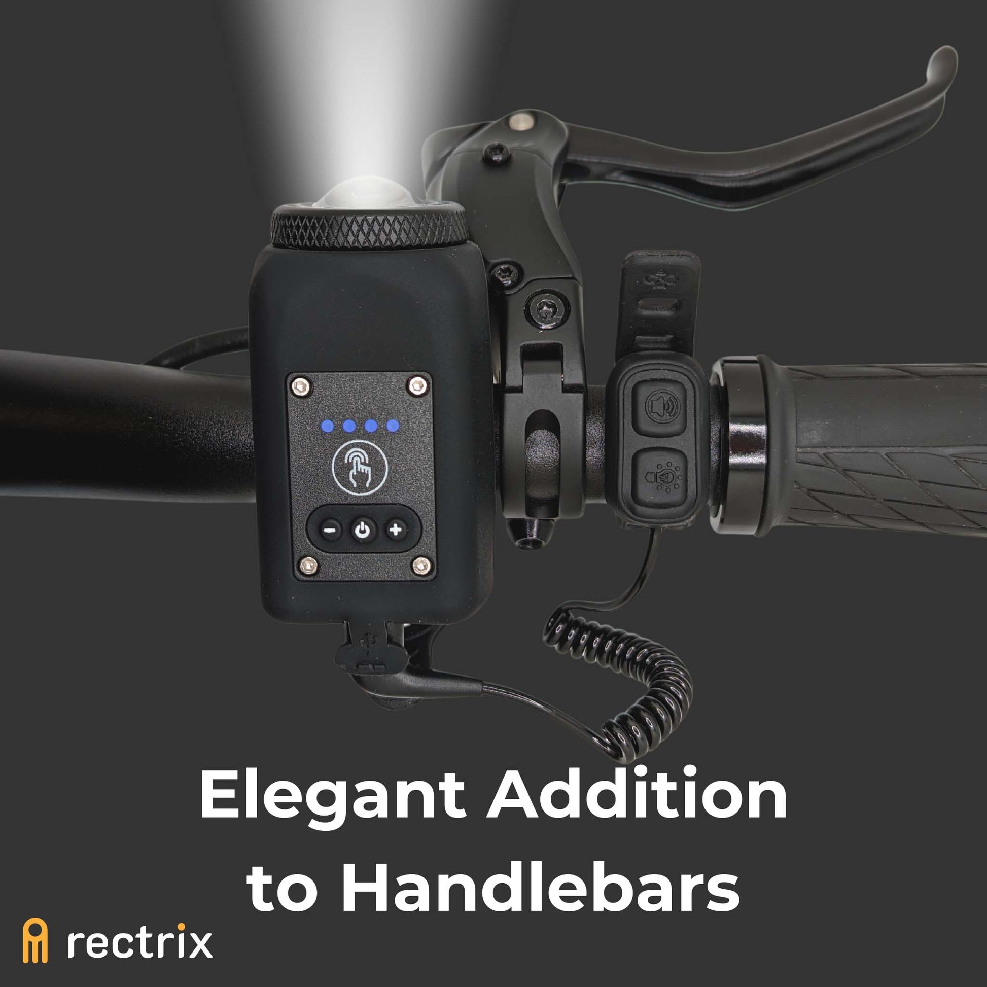 Emphasizing the product's stylish presence on a bicycle's handlebar